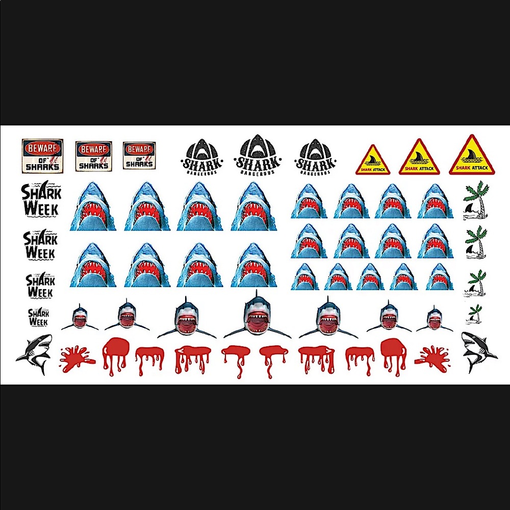 💌BO/GO$6 Shark Week Transfer Nail Decals - Picture 2 of 7